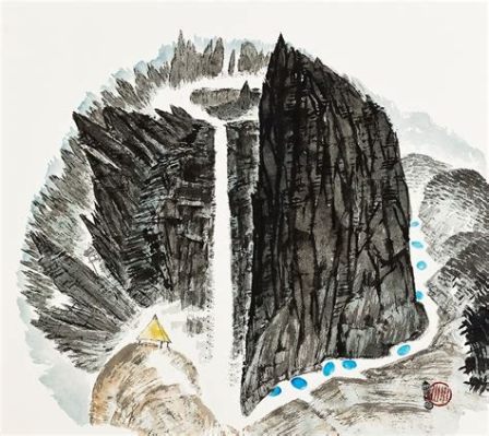  The Geumgangsan Mountain Spirit -  A Vivid Expressionistic Landscape Captured in Jade and Obsidian